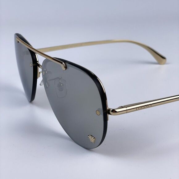 NEW Versace VE2231 Medusa Glam 12526G Unisex Aviator Metal Rimless Sunglasses - Picture 3 of 8